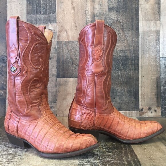 Los Altos Vintage Crocodile Western Cowboy Boots Mens 9 M - Picture 1 of 12